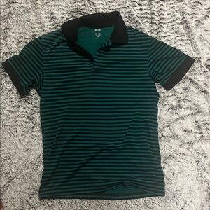 Striped Polo Shirt with Black Collar